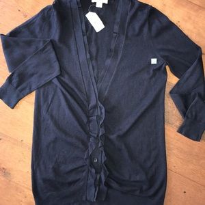 Ann Taylor Loft NAVY Ruffle Cardigan NWT